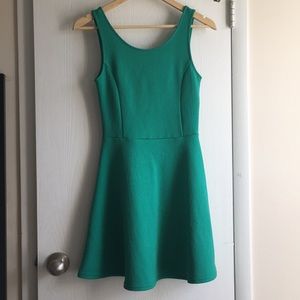 Green Patterned Skater Dress